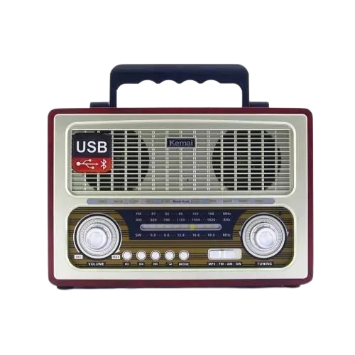 راديو Kemai Retro Nostalgia مزود ببلوتوث FM وUSB وSD باللون الرمادي MD-1800BT