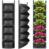 7 Pocket Hanging Plant Grow Bags, Flower Pot Vase Bucket Hanging Garden Planter, made of felt cloth, Vertical Hanging Garden Wall Planter Flowerpot Bag for Yard, Garden, Balcony, Home Decoration-Black