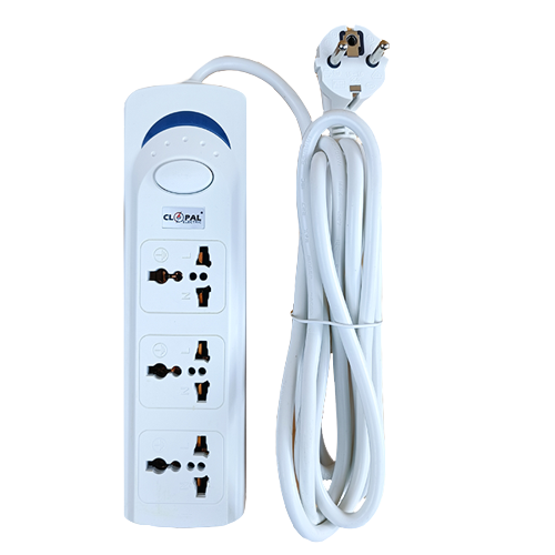 Blue Deep 3 Way High Quality Power Socket, 5 Meter, AC 220-240 V, White | 503