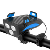 4 in 1 Waterproof Bicycle Front Light Bike Horn Lamp Bicycle Headlight Phone Holder Rechargeable Battery Blue