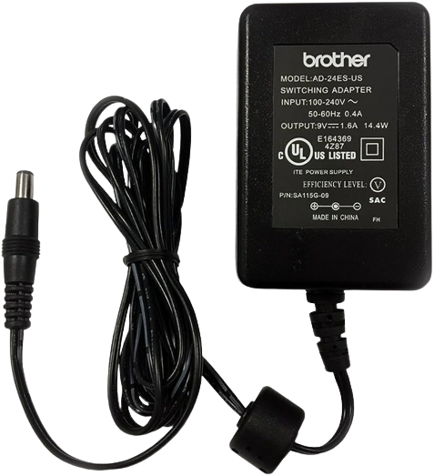 AC Power Adapter for Label Printers Black 9V DC, 1.5A  AD-24ES