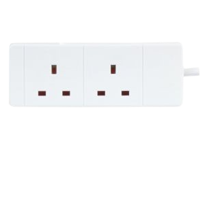 2 Gang Way 13A Mains Power Extension Socket without wire  White