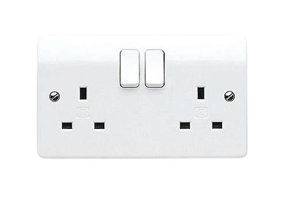 MK  - 13A 2 Gang DP Double Switched Socket, White