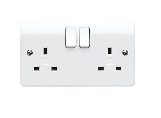 MK  - 13A 2 Gang DP Double Switched Socket, White