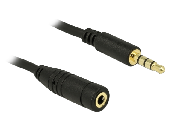 Stereo Jack Extension Cable 3.5 mm 4 pin male to female 5 m black