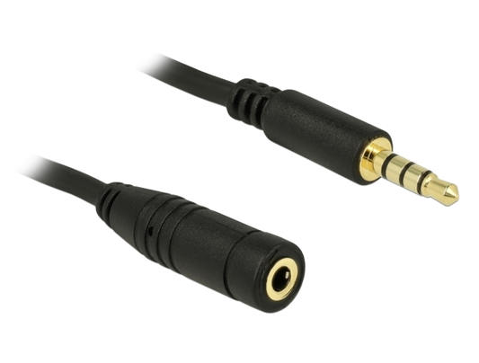 Stereo Jack Extension Cable 3.5 mm 4 pin male to female 5 m black