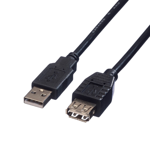 ROLINE USB 2.0 Cable, A - A, M/F, black, 1.8 m