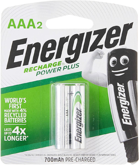 Energizer NH12PPBP2 Power Plus AAA 700mAh Two Rechargeable Batteries