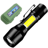 Torch - Mini LED Micro USB Charging with Cable and Case - Powerful Flashlight  XPE COB Small Rechargeable - Flash Light Zoomable 3800LM