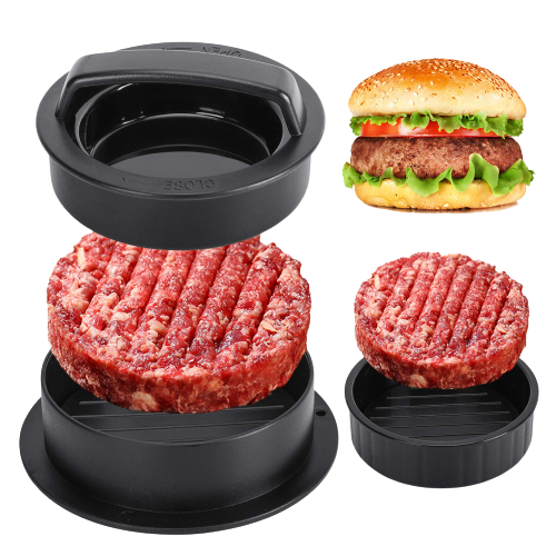 Hamburger Press Patty Maker, Burger Press, 3 in 1 Non-Stick Meat Beef Veggie Hamburger Patty Mold, Kitchen Gadgets to Make Patty for Stuffed Burgers Slider BBQ Barbecue Grilling