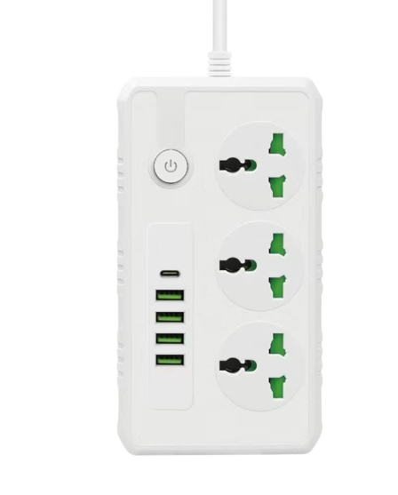 Smart Home Universal Socket Power Board with Extension AC USB Port Network Filter Overload Protection Socket (Color : B09 White, Size : EU Plug)