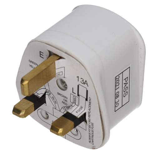 UK mains plug, 13A fuse, white