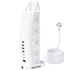 Power Strip Tower,Surge Protector Outlet 8 Widely Spaced AC Outlets,Fast Charger 4 USB Ports and 2 USB C with 6ft Extension Cord,Overload Protection with Voltage Display for Home Office - Alqamarshop