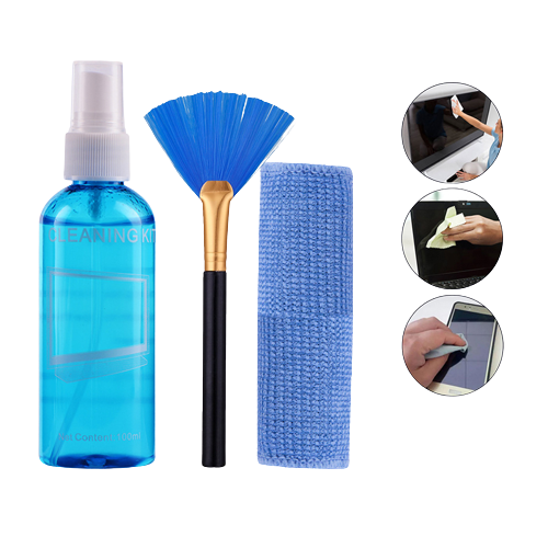 3 in 1 LCD Screen Cleaner Kit Spray 100ML Plasma Cleaning Cloth Brush Cleaning Laptop TV iPad Smartphone Camera Lens