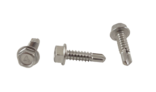 Hex Washer Head Self Drilling Sheet Metal Tek Screws with Drill Point,  Stainless #14 x 1" (3/4" to 2-1/2") 80 Pieces