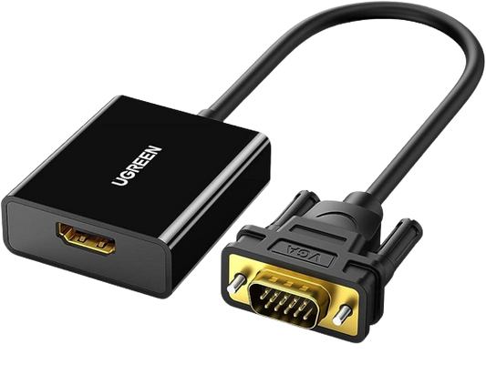 محول UGREEN Active HDMI إلى VGA محول HDMI أنثى إلى VGA ذكر مع مقبس صوت 3.5 مم بدقة 1080 بكسل