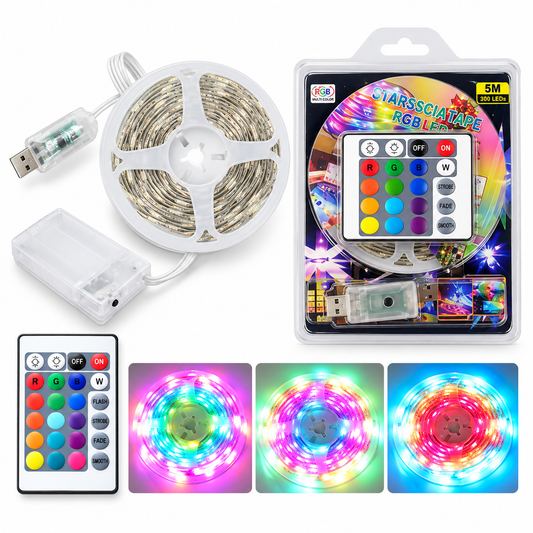 شريط إضاءة LED RGB بطول 10 أمتار، 24 قطعة