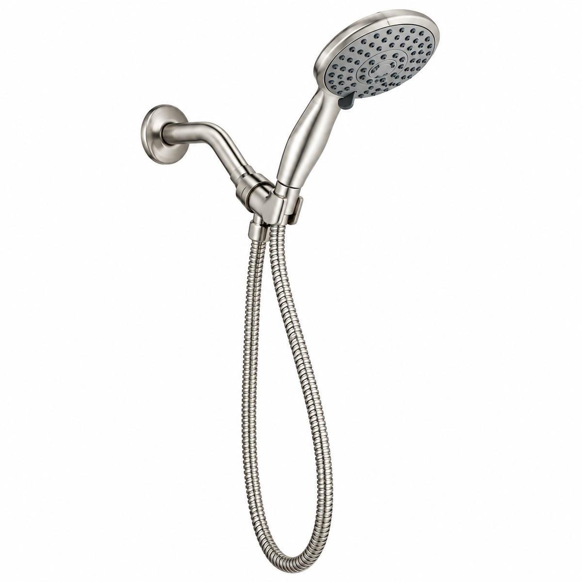 Brushed Nickel High Pressure Anti-Clog 5-Inch Multi  Function Handheld Shower Head with 8-Ft Shower Hose